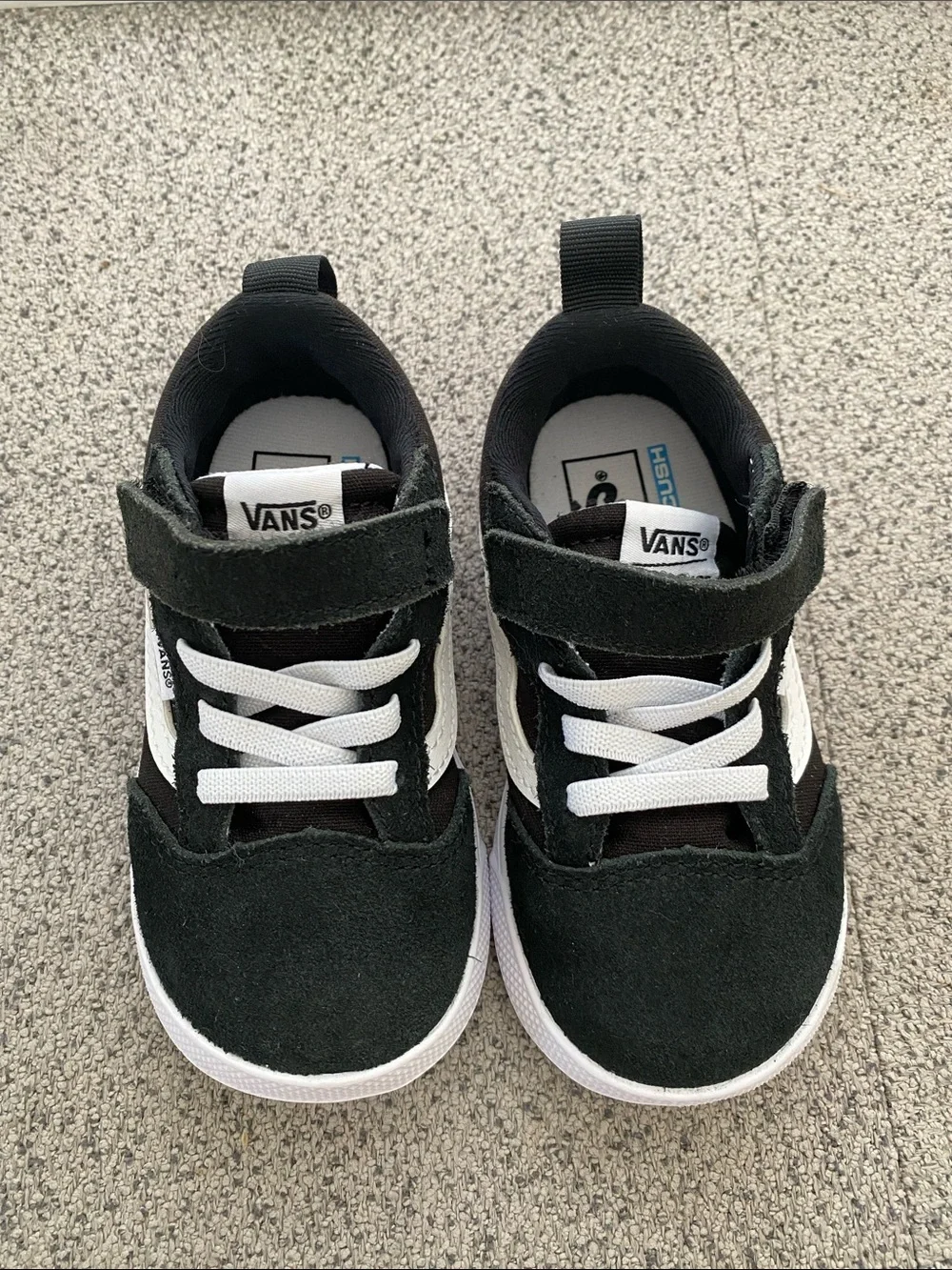 Vans Kids Black and White Suede Low-Top Sneakers